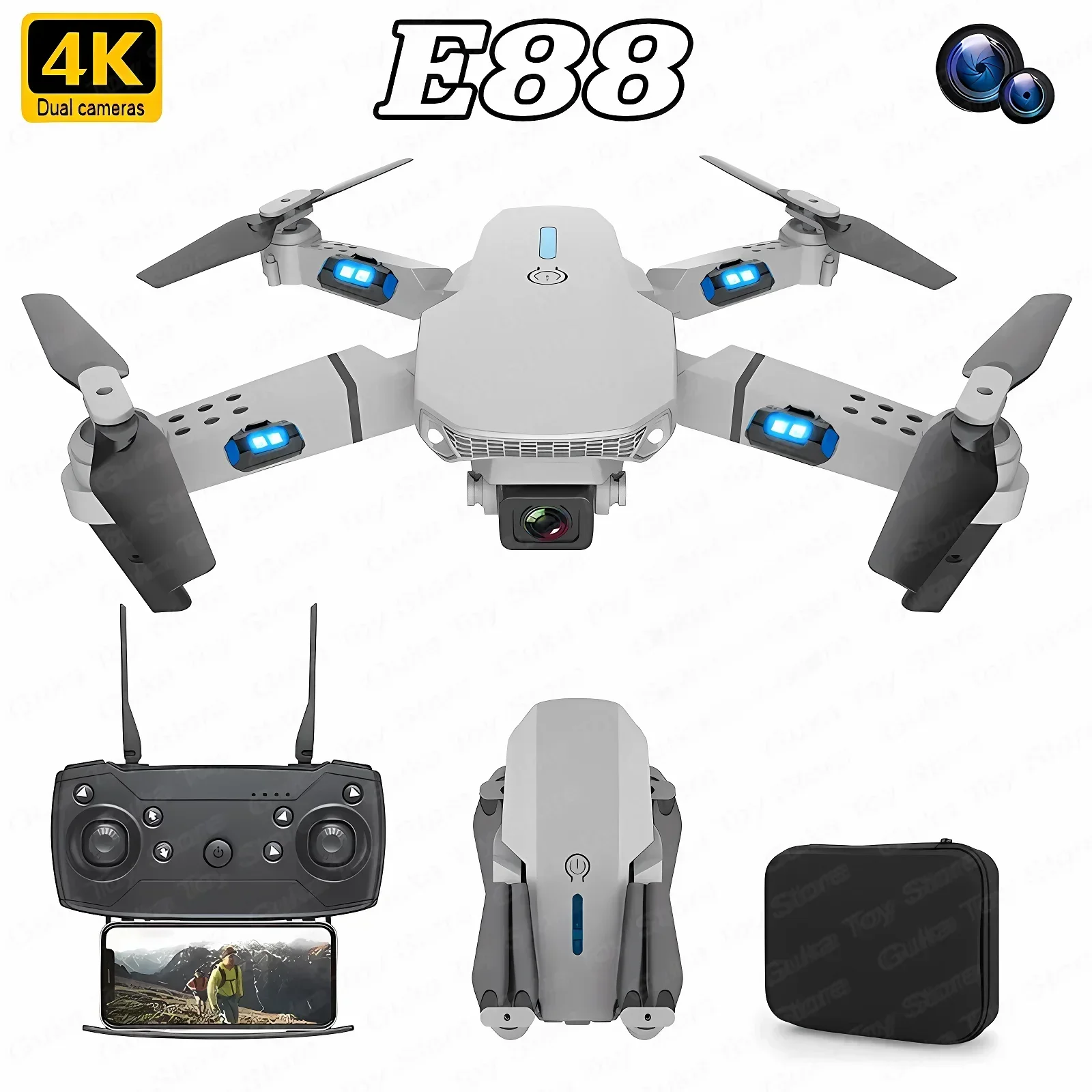 E88 Pro WIFI FPV Drone Wide An - Rc Helicopter Case recension och pris